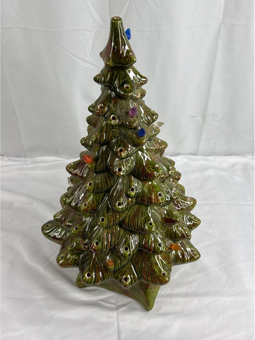 Ceramic Christmas Tree 18" Table Decor Lighted Vintage Hand Painted